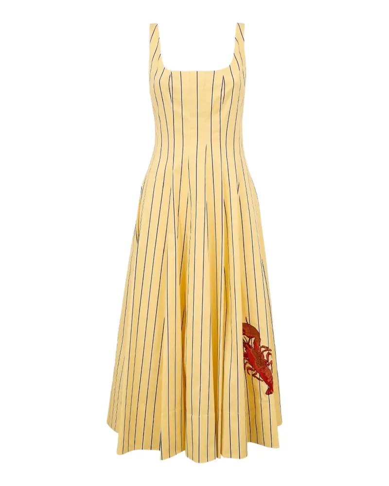 STAUD Wells Midikleid mit Hummer-Stickerei - Gelb Gelb
