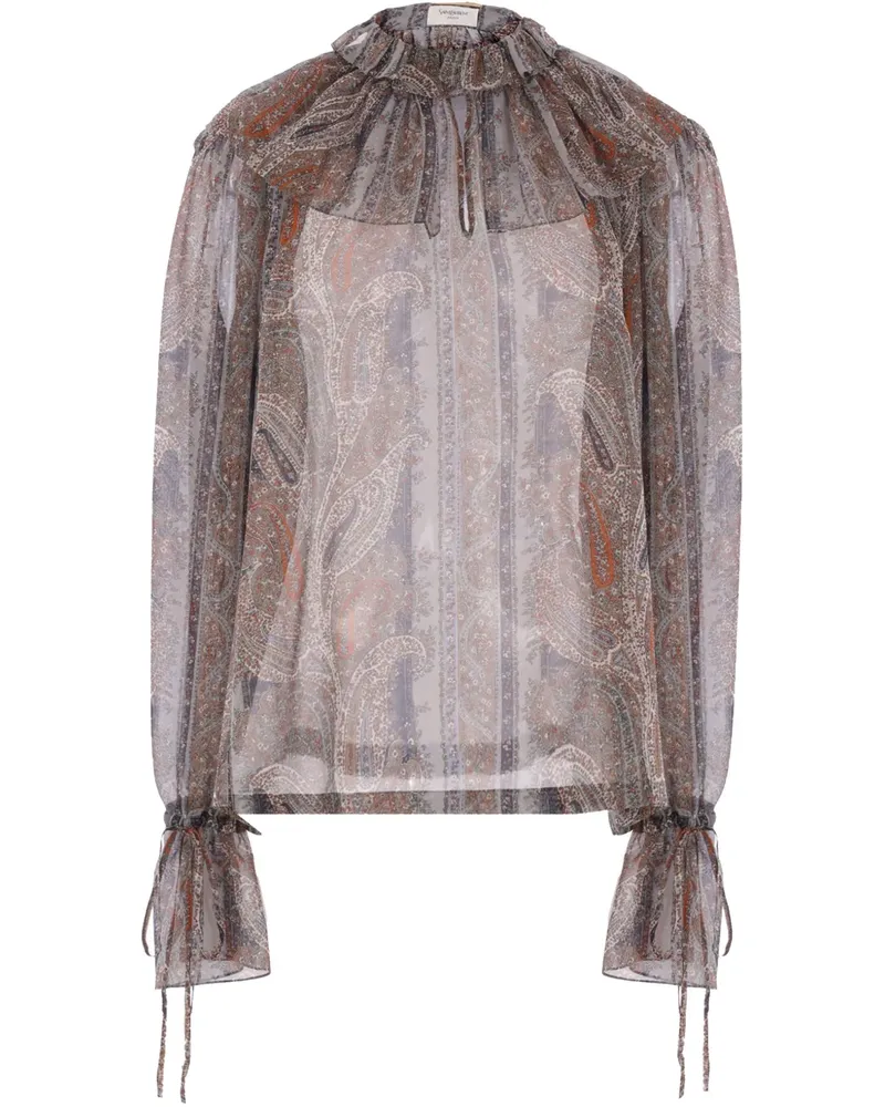Saint Laurent Seidenbluse mit Paisley-Print - Nude Nude