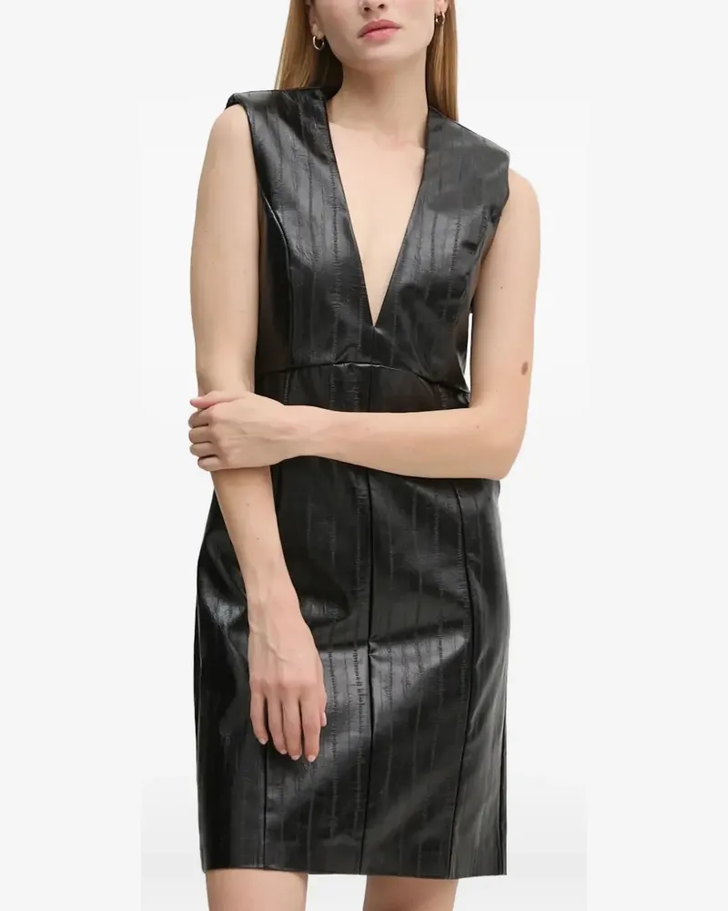 Sisley Minikleid mit V-Ausschnitt - Schwarz Schwarz