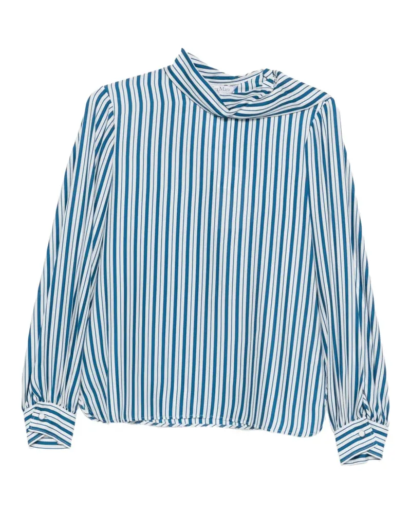 Max Mara Bluse mit Schleifenkragen - Blau Blau
