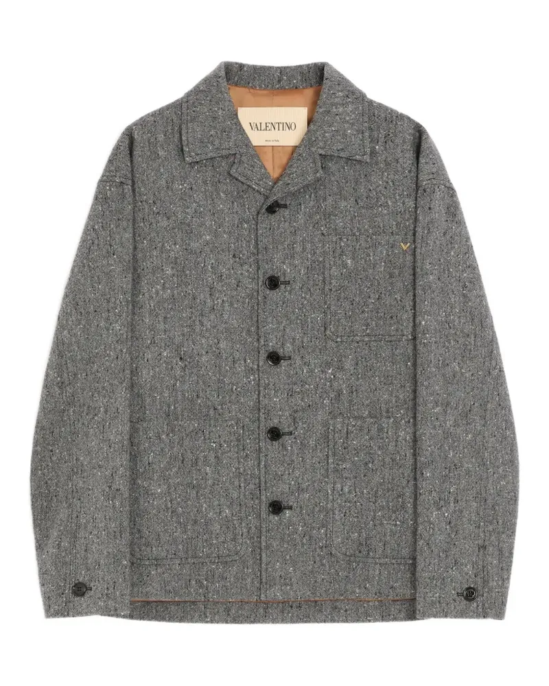 Valentino Garavani Hemdjacke aus Baumwoll-Boutoné mit VGold - Grau Grau