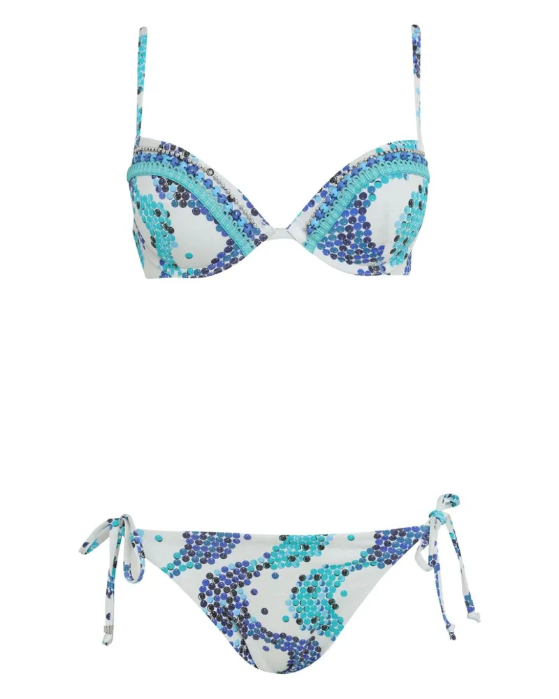 Amir Slama Bikini mit grafischem Muster - Weiß Weiß