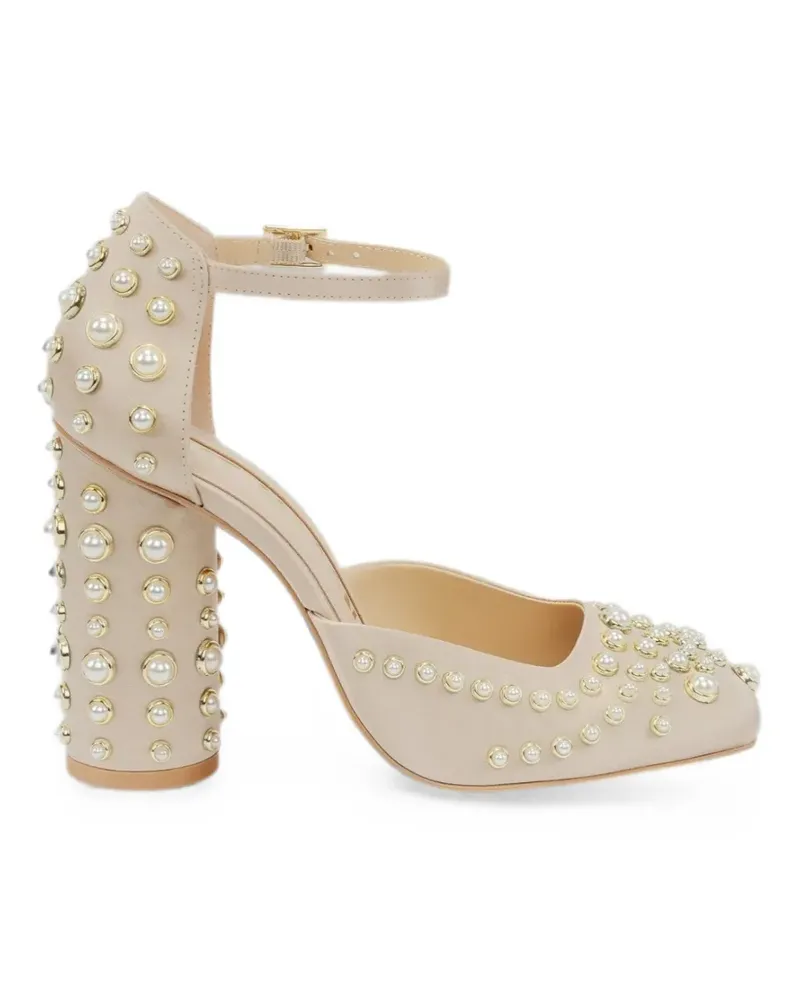 Kat Maconie Perlenverzierte Tozo Pumps mit Blockabsatz - Nude Nude