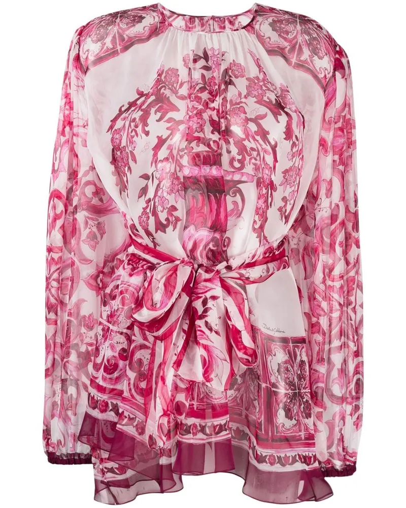 Dolce & Gabbana Seidenbluse mit Majolica-Print - Rosa Rosa