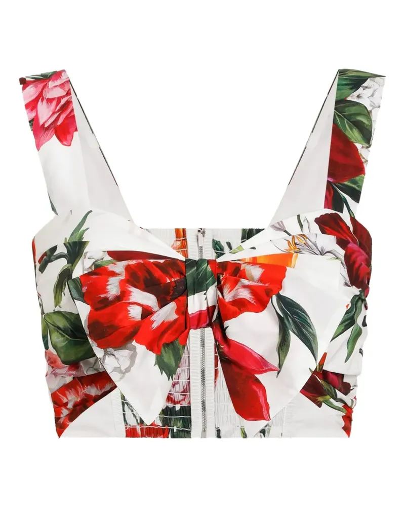Dolce & Gabbana Cropped-Oberteil mit Blumen-Print - Weiß Weiß