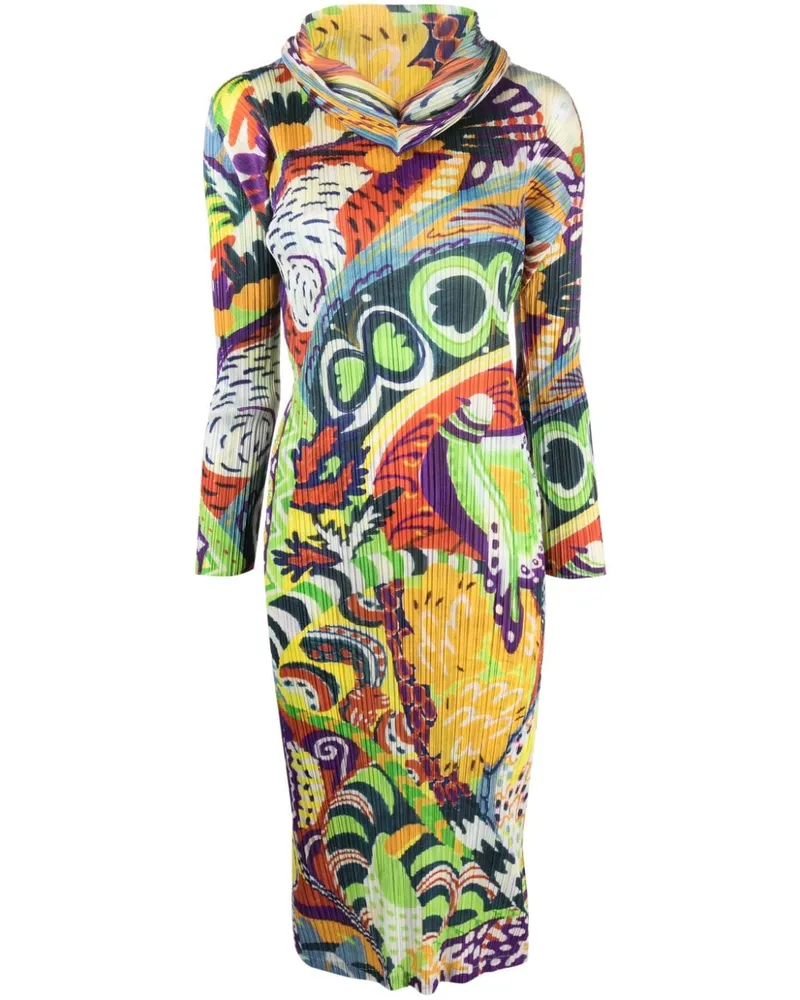 Issey Miyake Minikleid mit abstraktem Print - Weiß Weiß