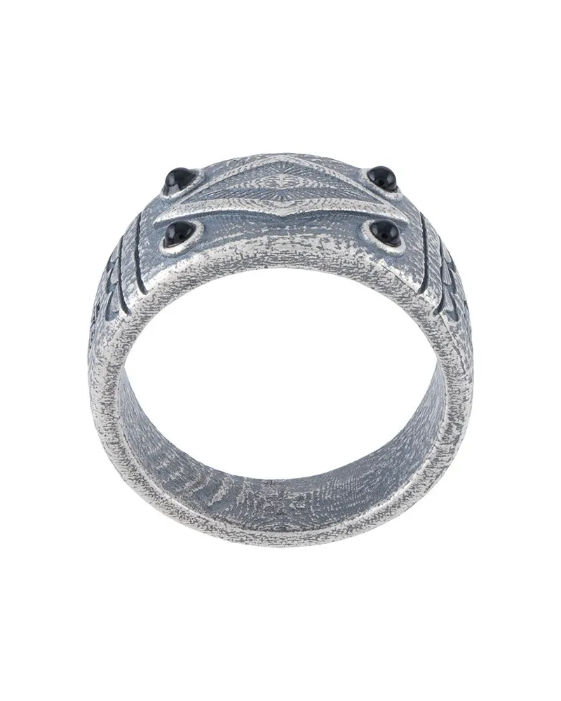 Nialaya Gravierter Vintage-Ring mit Onyx - Silber Silber