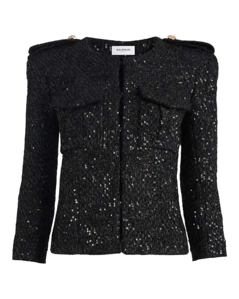 Balmain Tweed-Jacke mit Pailletten - Schwarz Schwarz
