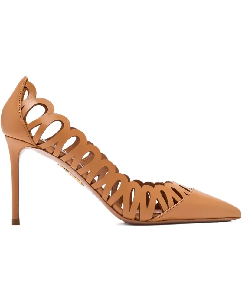 Aquazzura Peep Pumps mit Wellensaum 85mm - Braun Braun
