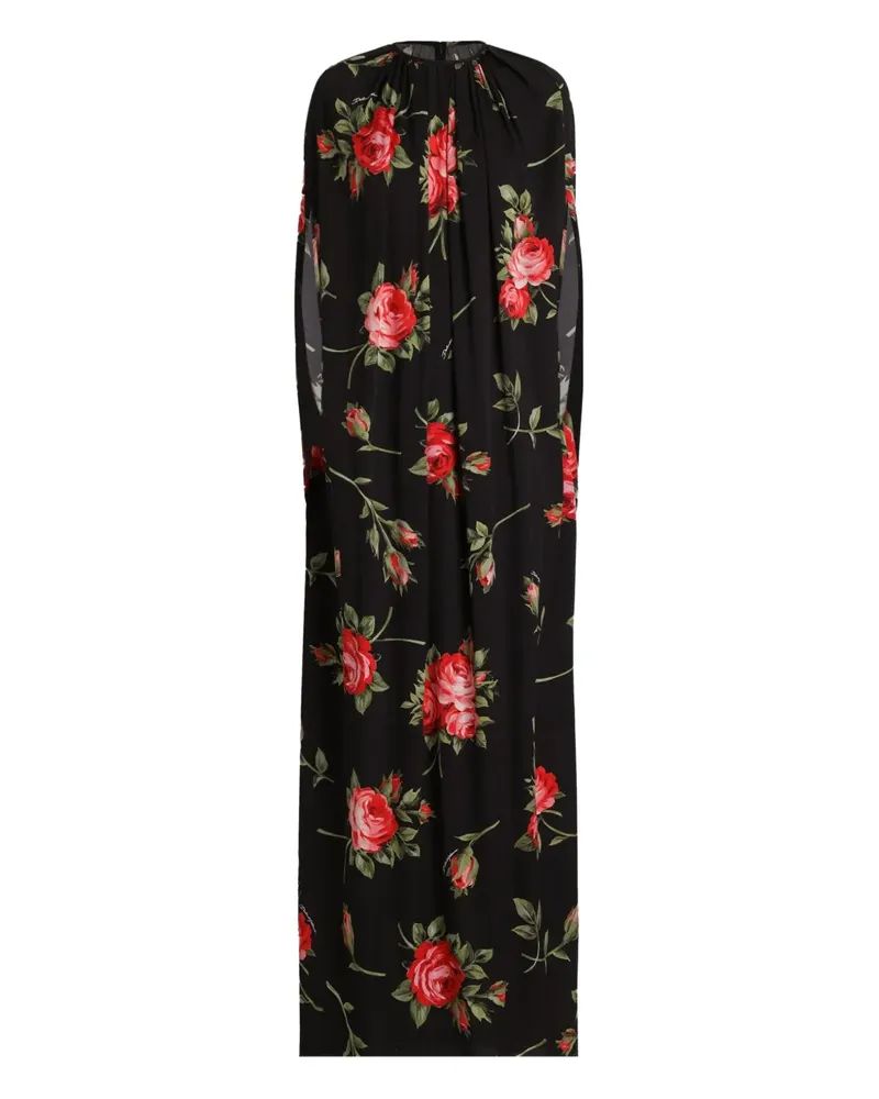Dolce & Gabbana Maxikleid mit Blumen-Print - Schwarz Schwarz