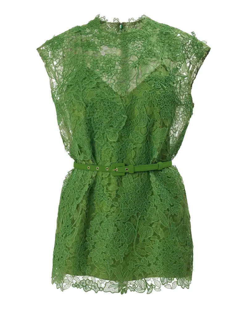 Carolina Herrera New York Spitzentop mit Gürtel - Grün Grün