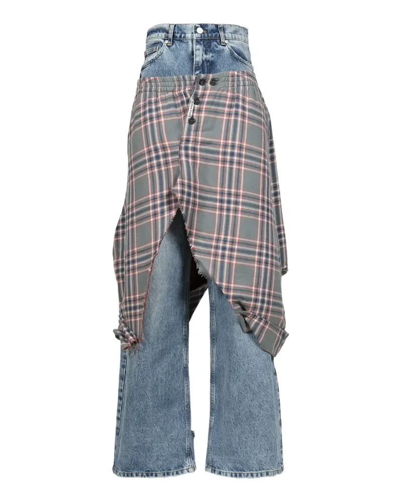 Natasha Zinko Karierte Jeans im Layering-Look - Blau Blau