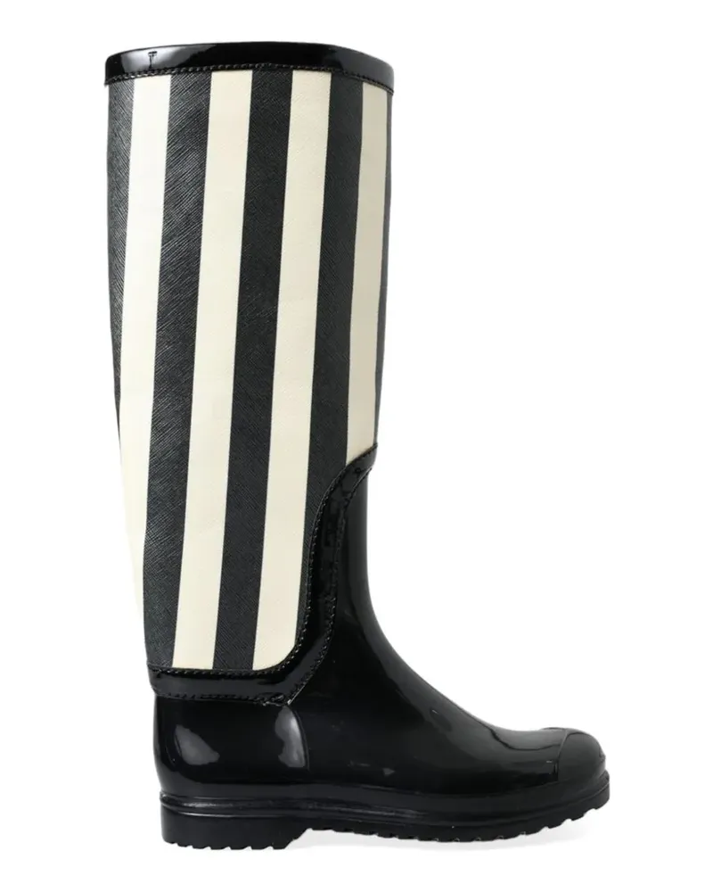 Dolce & Gabbana Gestreifte Gummistiefel - Schwarz Schwarz