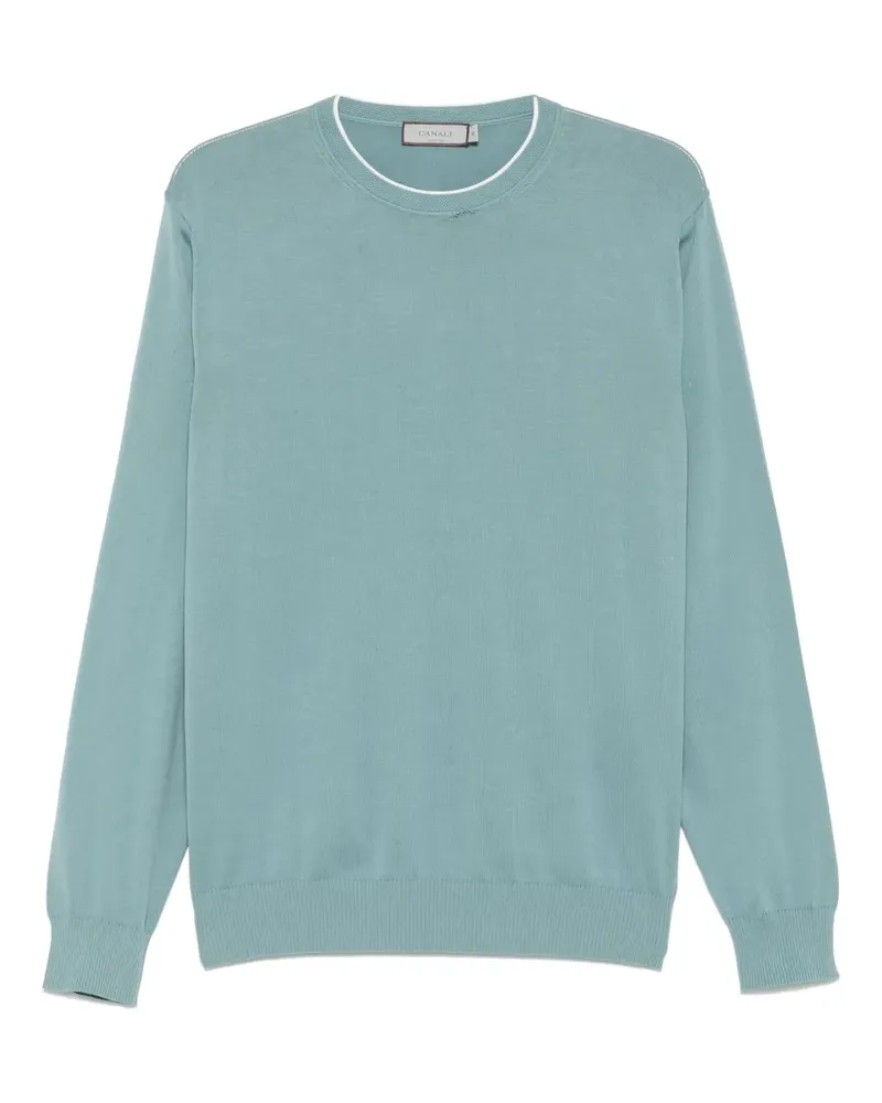 Canali Gestricktes T-Shirt - Blau Blau
