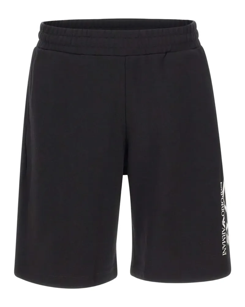 EA7 drawstring logo cotton shorts - Schwarz Schwarz