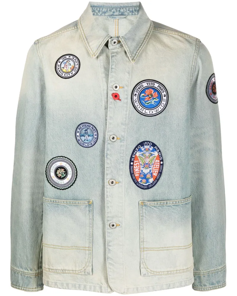 Kenzo Jeansjacke mit Travel-Patch - Blau Blau