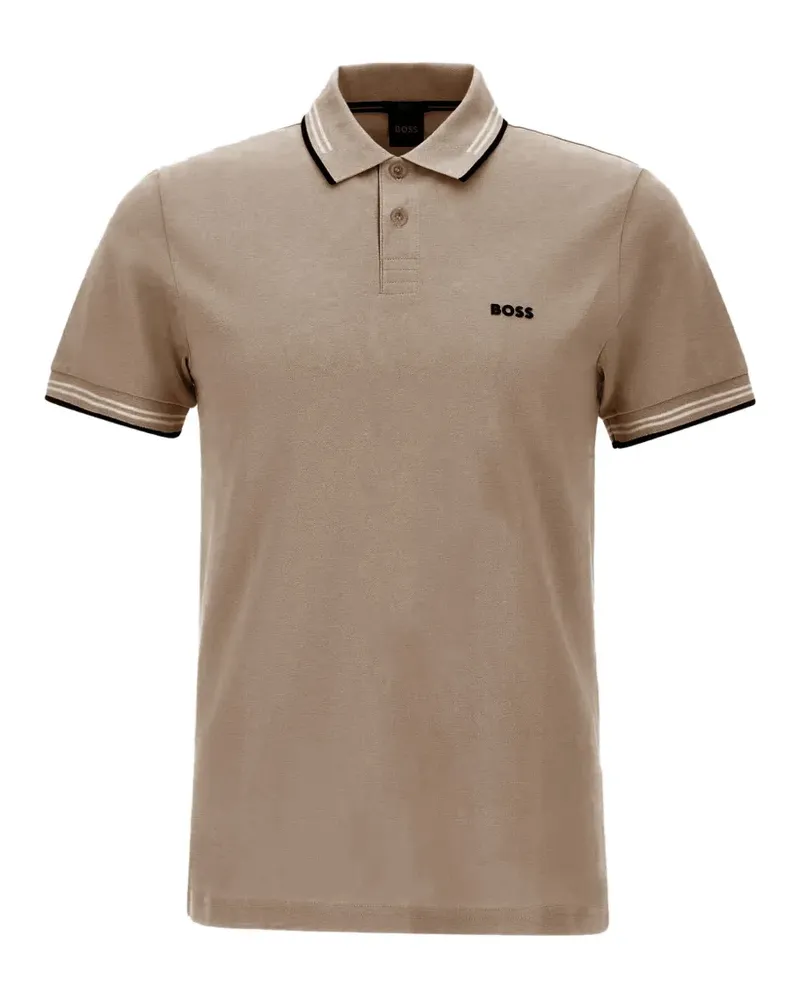 HUGO BOSS Schmales Poloshirt mit Logo-Streifen - Nude Nude