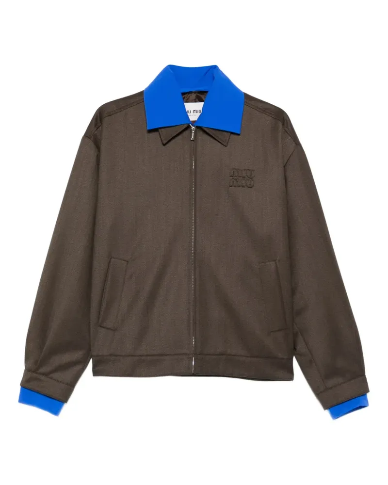 Miu Miu logo-embroidered jacket - Braun Braun