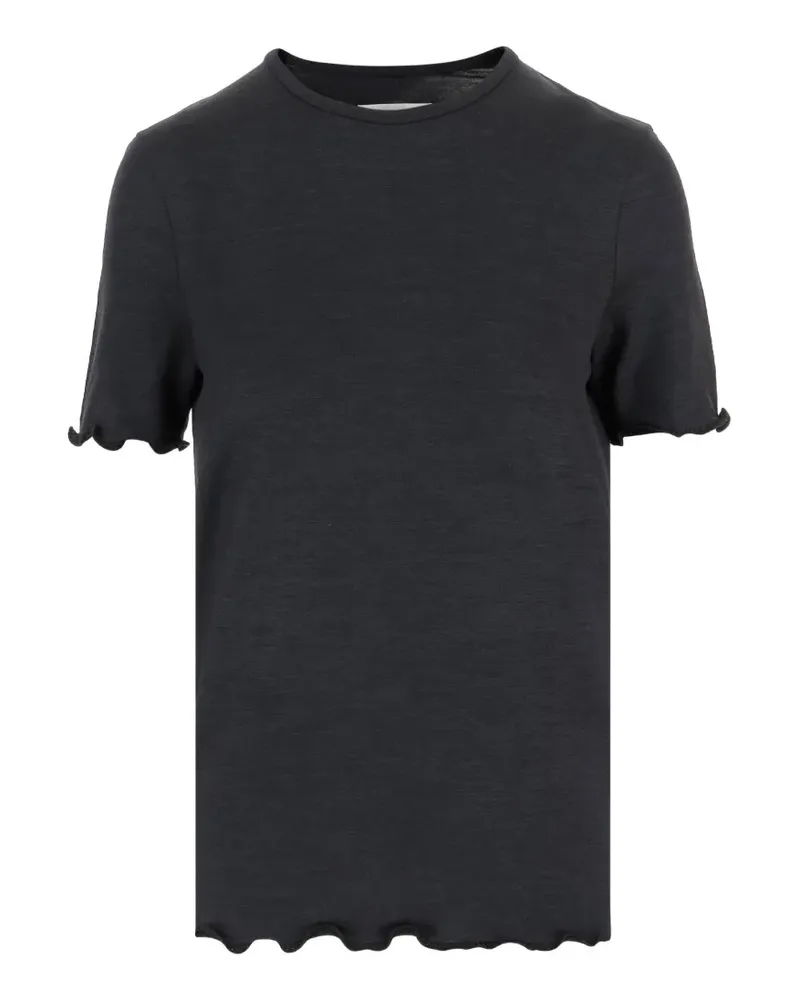 Jil Sander gathered-hems round-neck T-shirt - Schwarz Schwarz