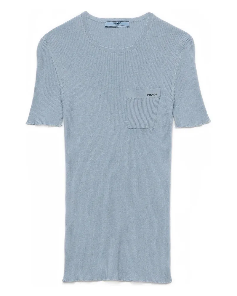 Prada Seidenoberteil mit rundem Ausschnitt - Blau Blau