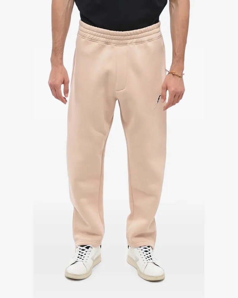 Neil Barrett Bolt-embroidered zip-cuff track pants - Nude Nude