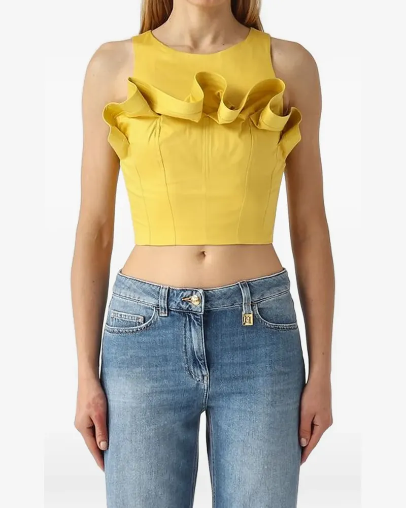 Elisabetta Franchi ruffled cropped blouse - Gelb Gelb