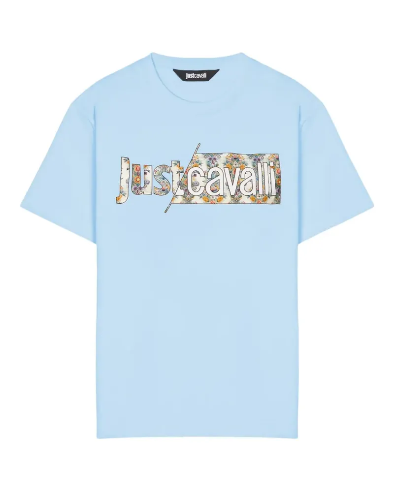 Just Cavalli floral-logo T-shirt - Blau Blau