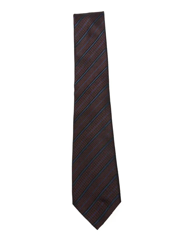 Ermenegildo Zegna Jacquard-Krawatte mit diagonalen Streifen - Braun Braun