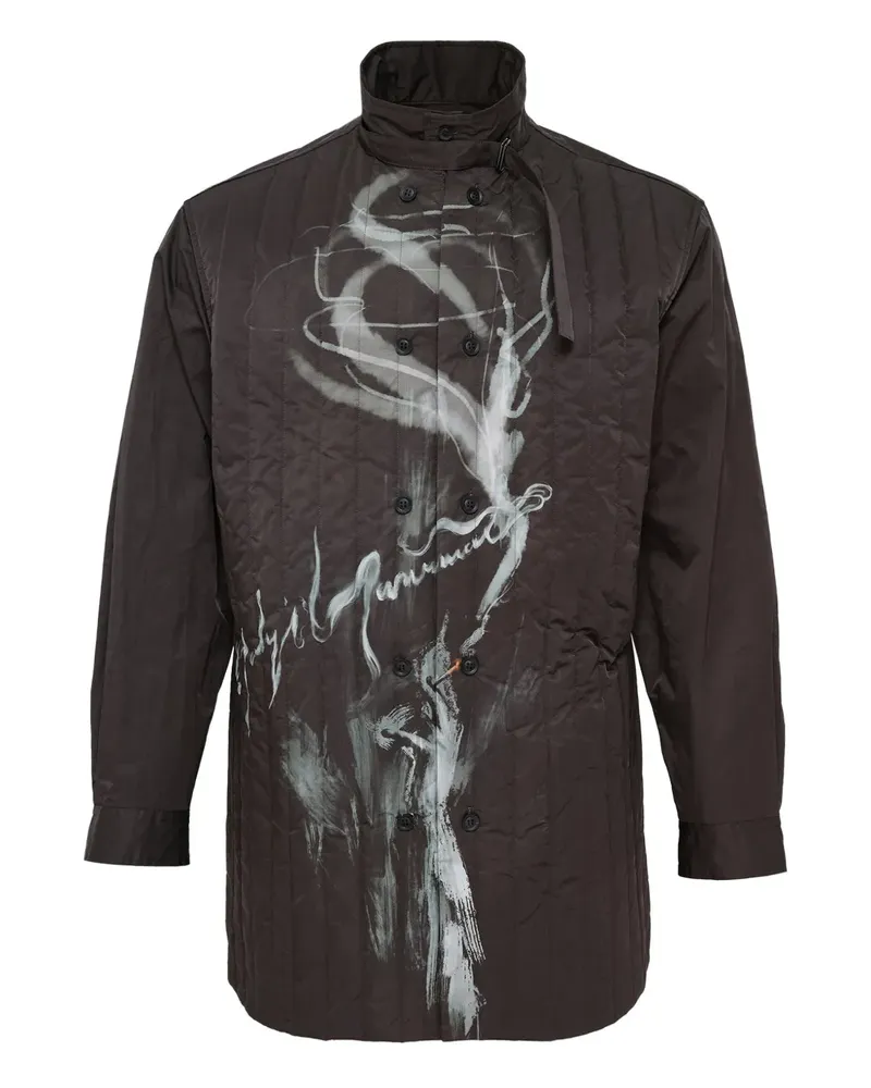 Yohji Yamamoto Wattierte Jacke mit Print - Schwarz Schwarz
