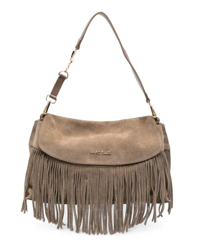 MARC ELLIS fringed suede shoulder bag - Nude Nude