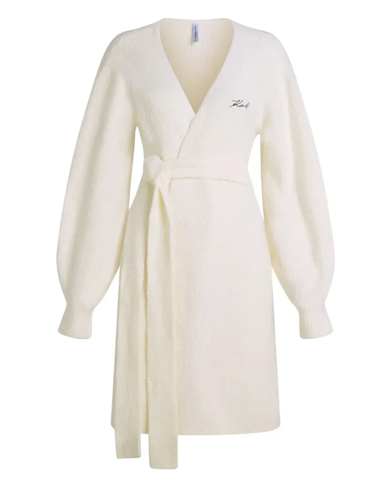 Karl Lagerfeld Gewickelter Cardigan aus Fleece - Weiß Weiß