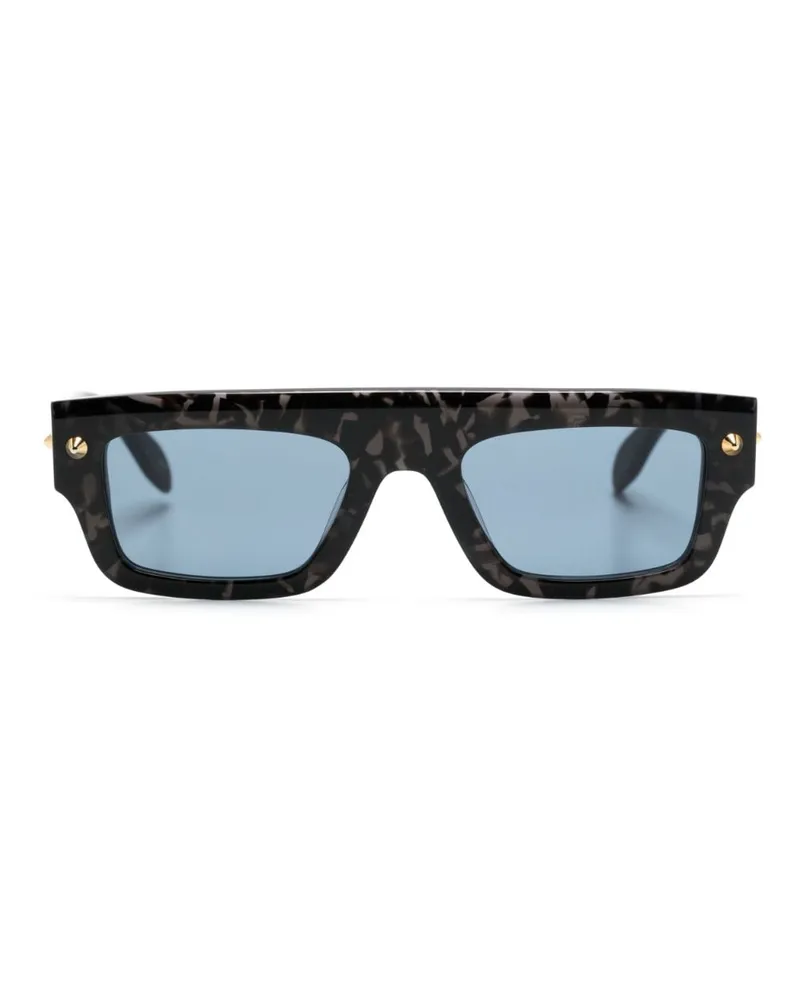 Alexander McQueen Sonnenbrille mit eckigem Gestell - Schwarz Schwarz