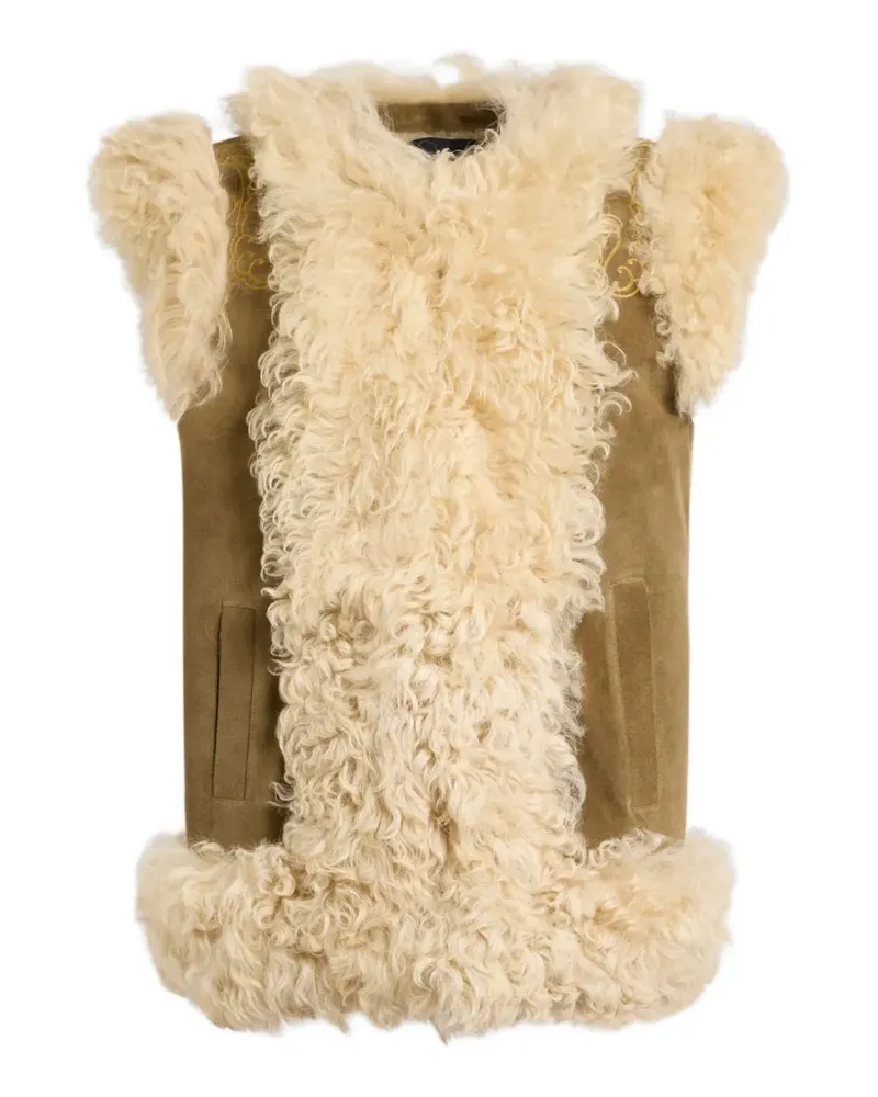 Etro shearling waistcoat with peacock embroidery - Braun Braun