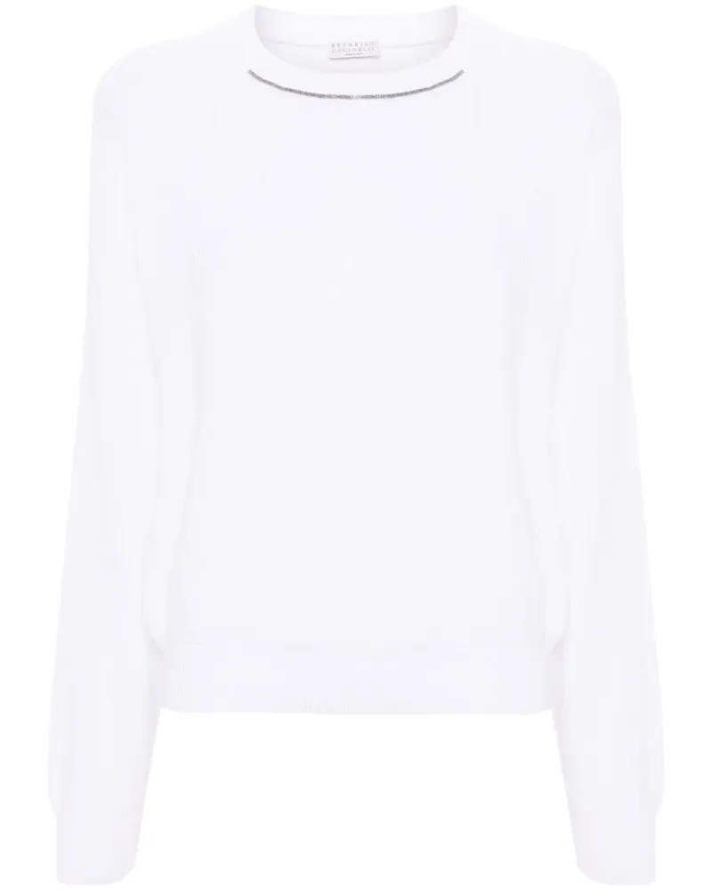 Brunello Cucinelli Pullover mit Perlenbesatz - Weiß Weiß