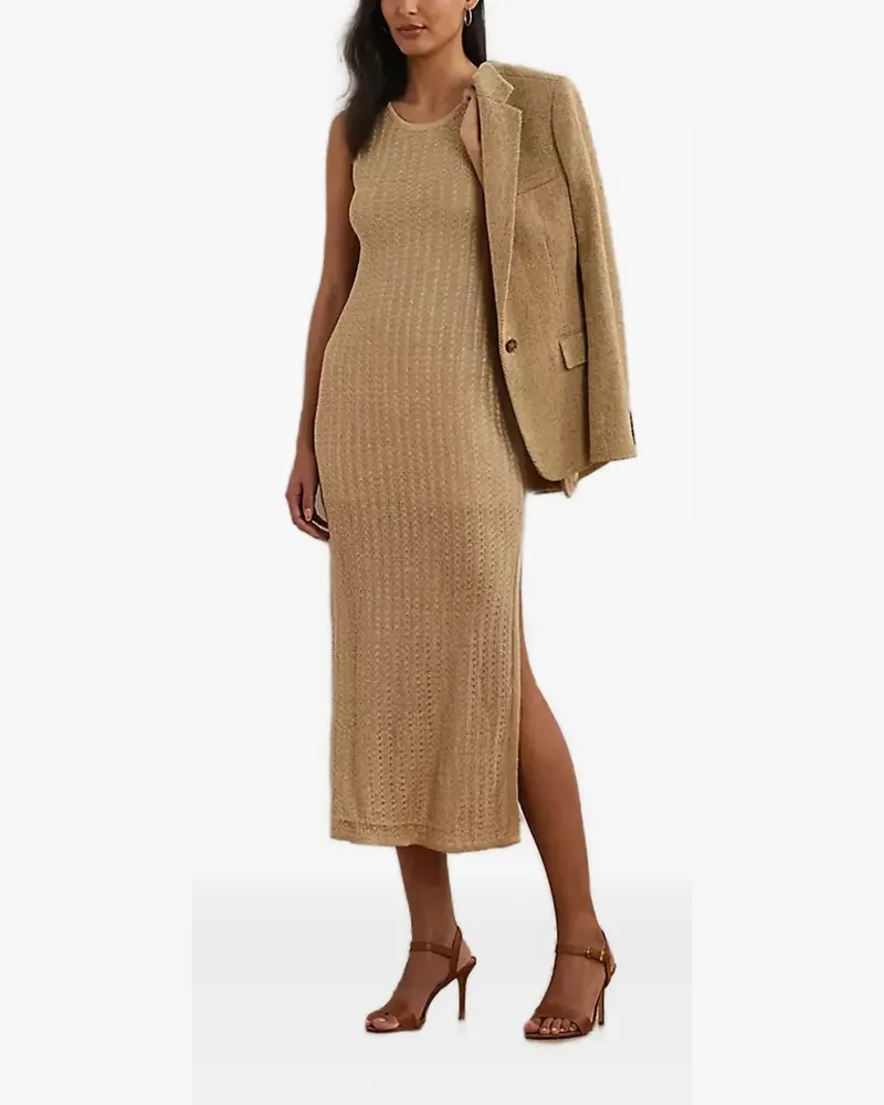 Ralph Lauren Midikleid mit Lochstrickmuster - Nude Nude