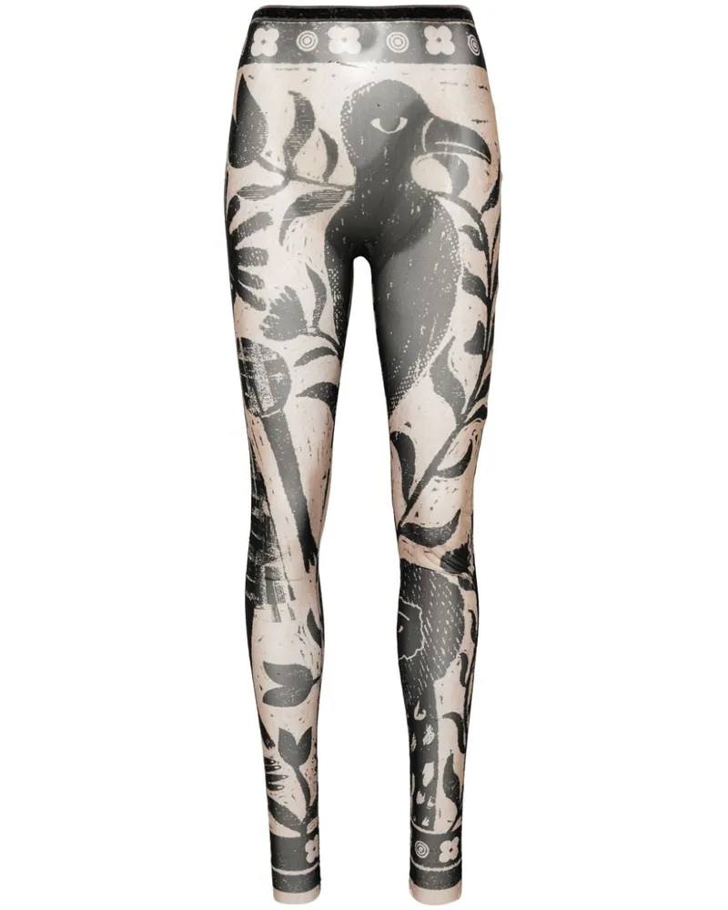 BOTTER Mesh-Leggings mit grafischem Print Nude