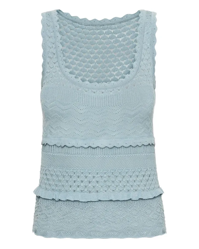 Oscar de la Renta Tanktop mit Wellensaum - Blau Blau