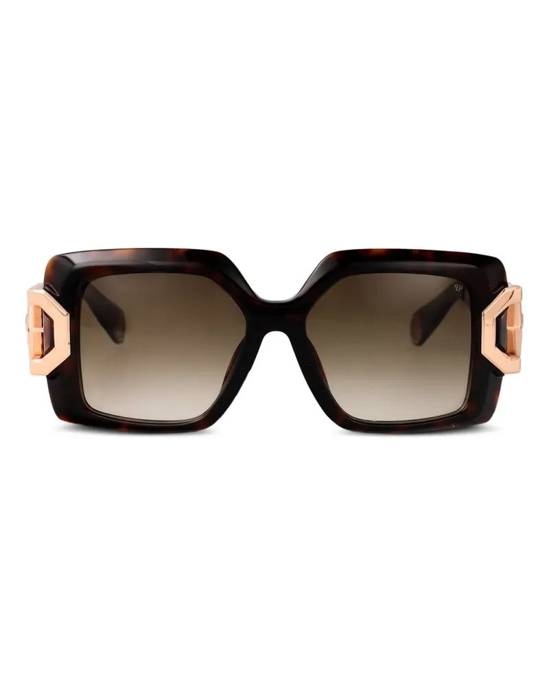 Philipp Plein Sonnenbrille mit eckigem Gestell - Braun Braun