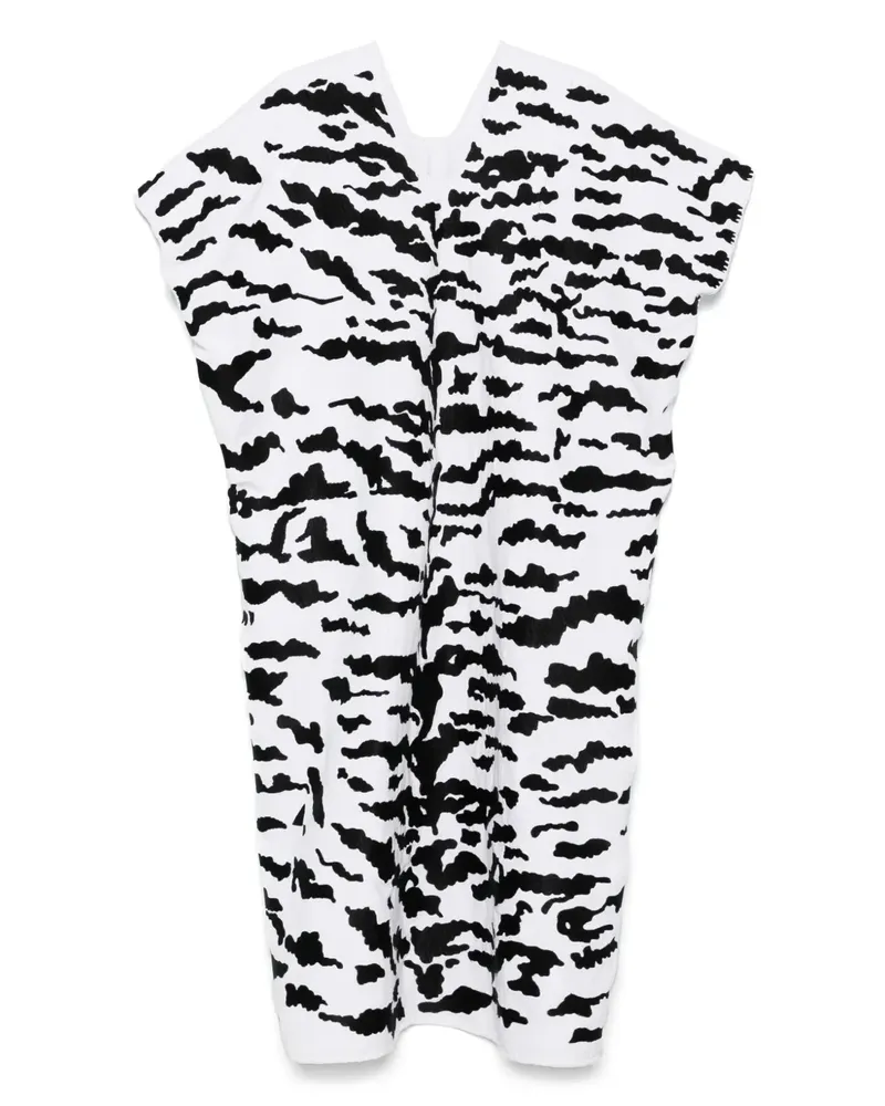 Pippa Holt Midikleid mit Zebra-Einsatz - Weiß Weiß