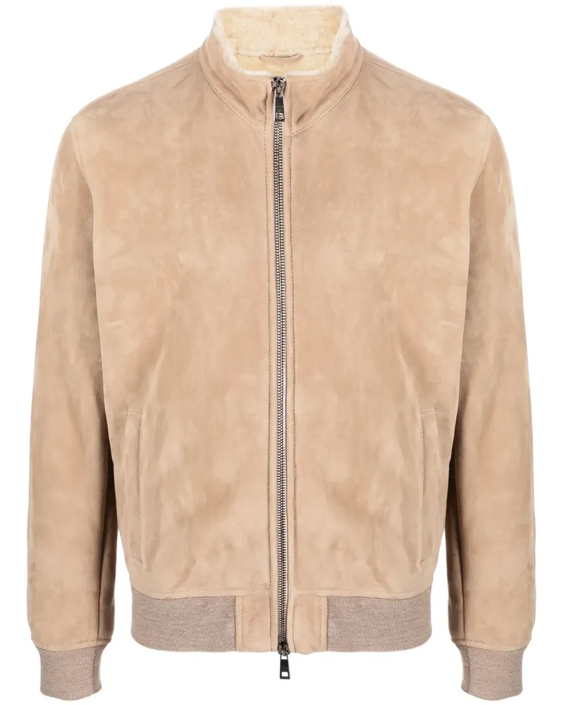Giorgio Brato Wildlederjacke mit Reißverschluss - Nude Nude
