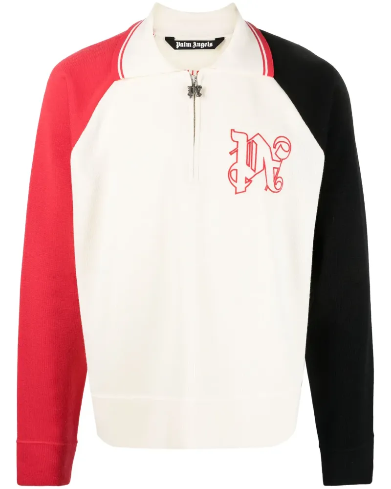 Palm Angels Gestricktes Poloshirt mit Logo - Weiß Weiß