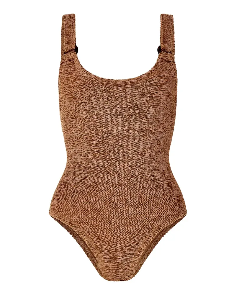 Hunza G Domino Badeanzug mit Ringdetail - Braun Braun