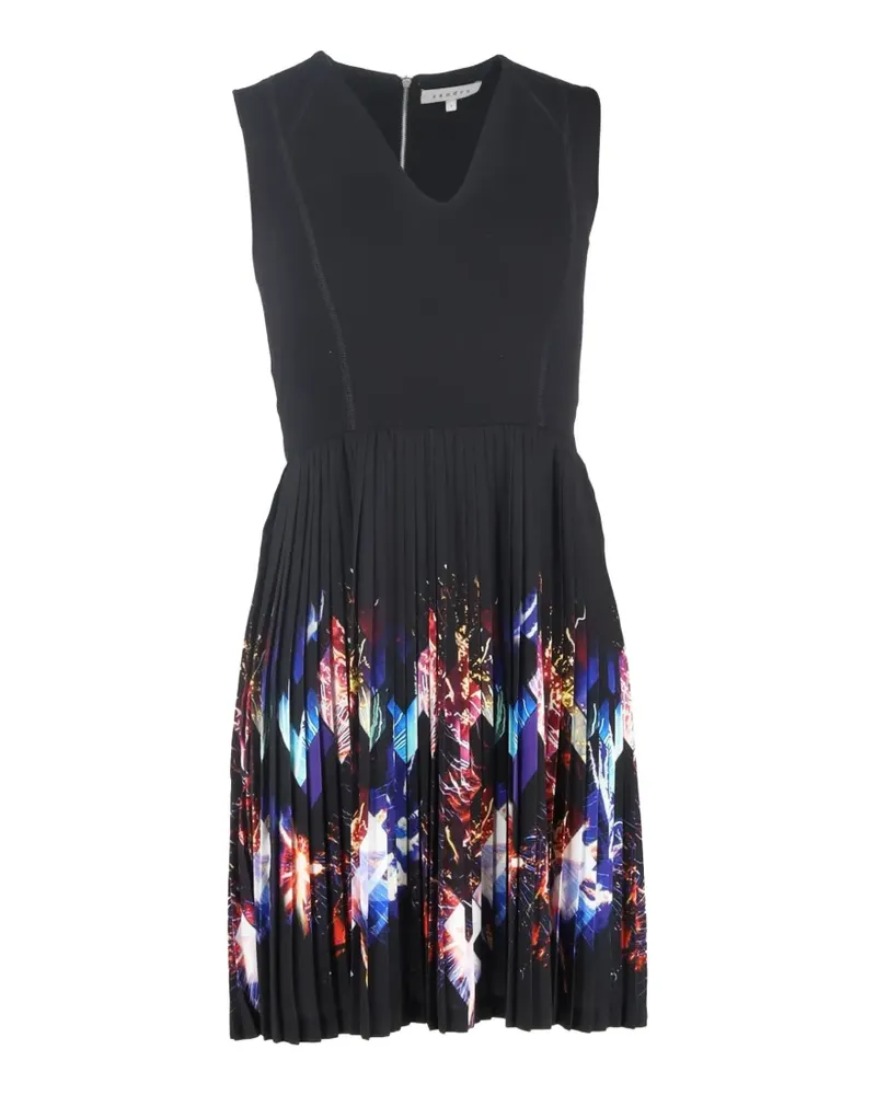 Sandro printed pleated mini dress - Schwarz Schwarz
