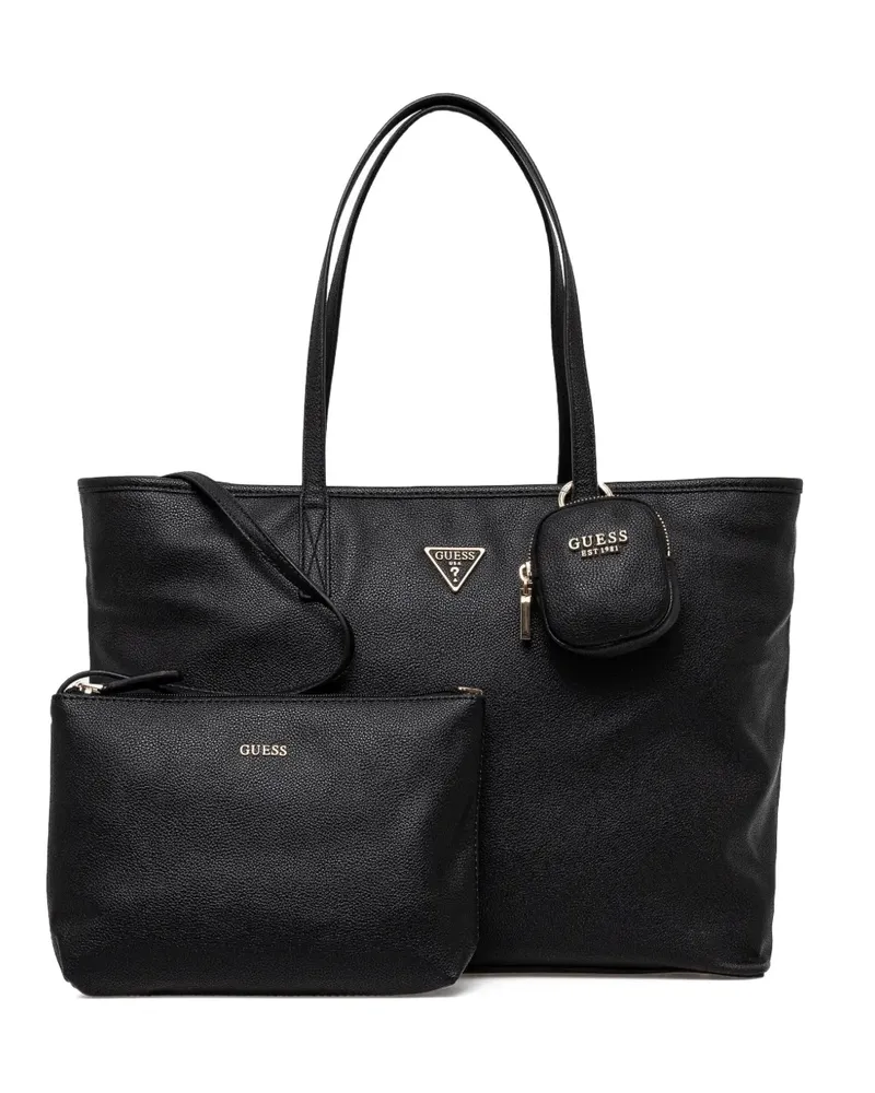 Guess Handtasche mit Logo-Schild - Schwarz Schwarz