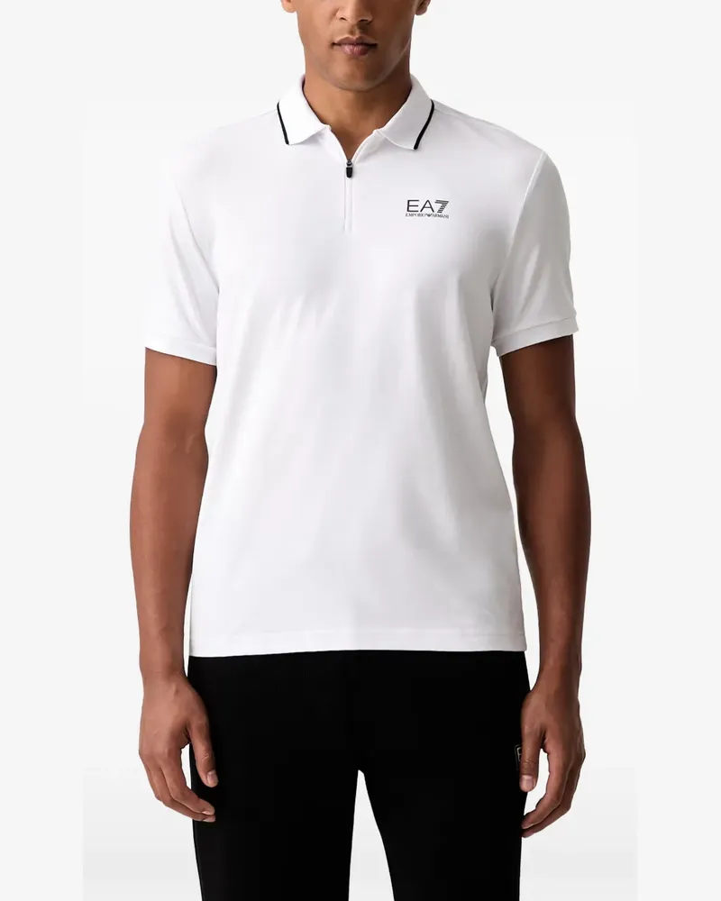 EA7 Poloshirt mit Logo-Print - Weiß Weiß