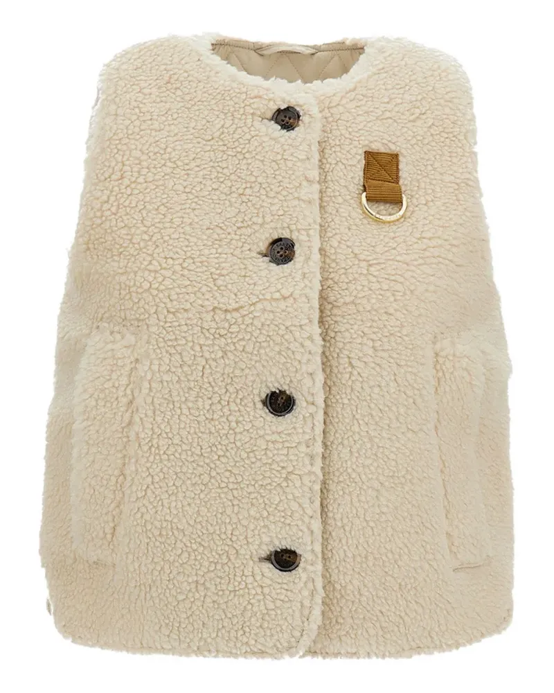 Barbour fur-effect button-up gilet - Nude Nude