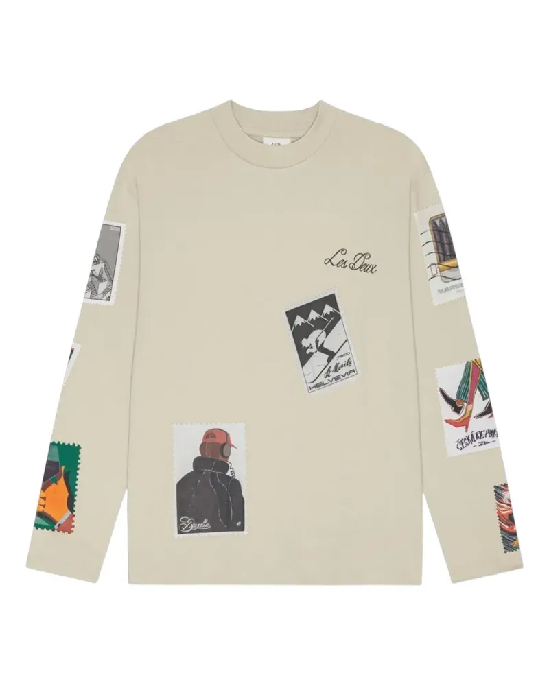 LES DEUX stamp-print long-sleeve T-shirt - Nude Nude
