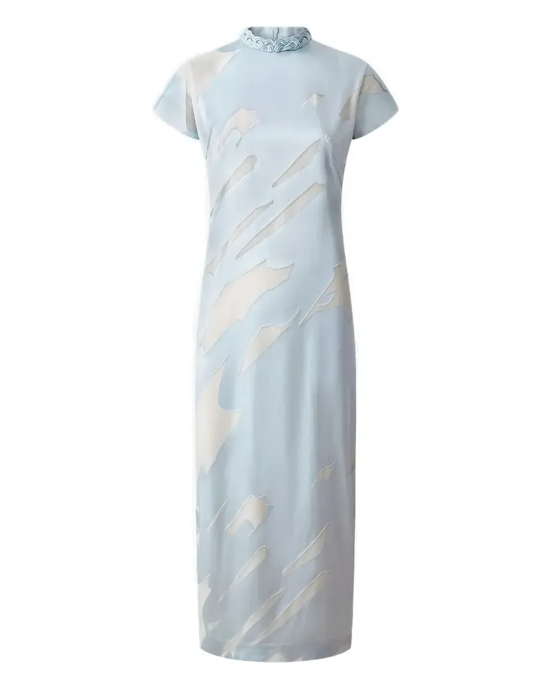 Shanghai Tang Jacquard-Kleid mit geflochtenem Ausschnitt - Blau Blau