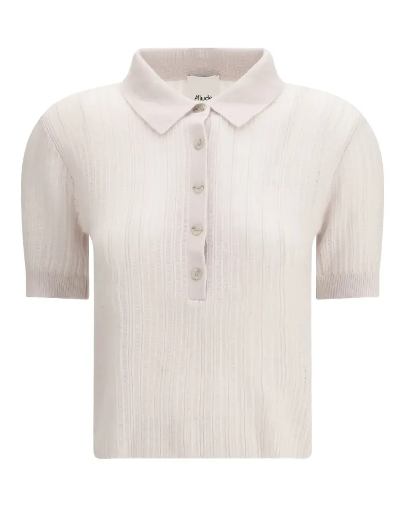 ALLUDE polo neck short sleeve top - Nude Nude
