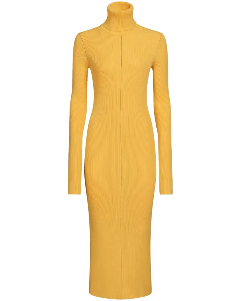 Marni Geripptes Midikleid mit Rollkragen - Gelb Gelb